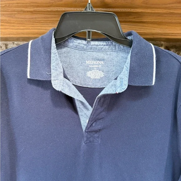 Men’s Merona Navy Blue Polo Shirt - Picture 2 of 3